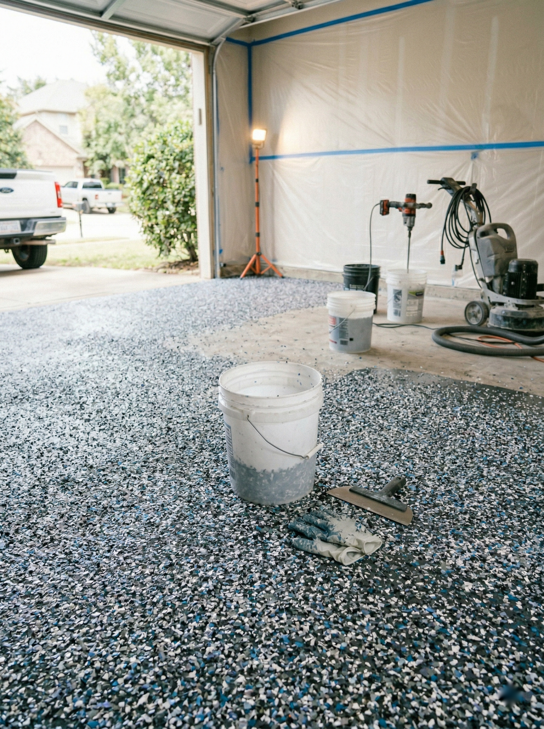Epoxy flooring project in progress Cypress TX